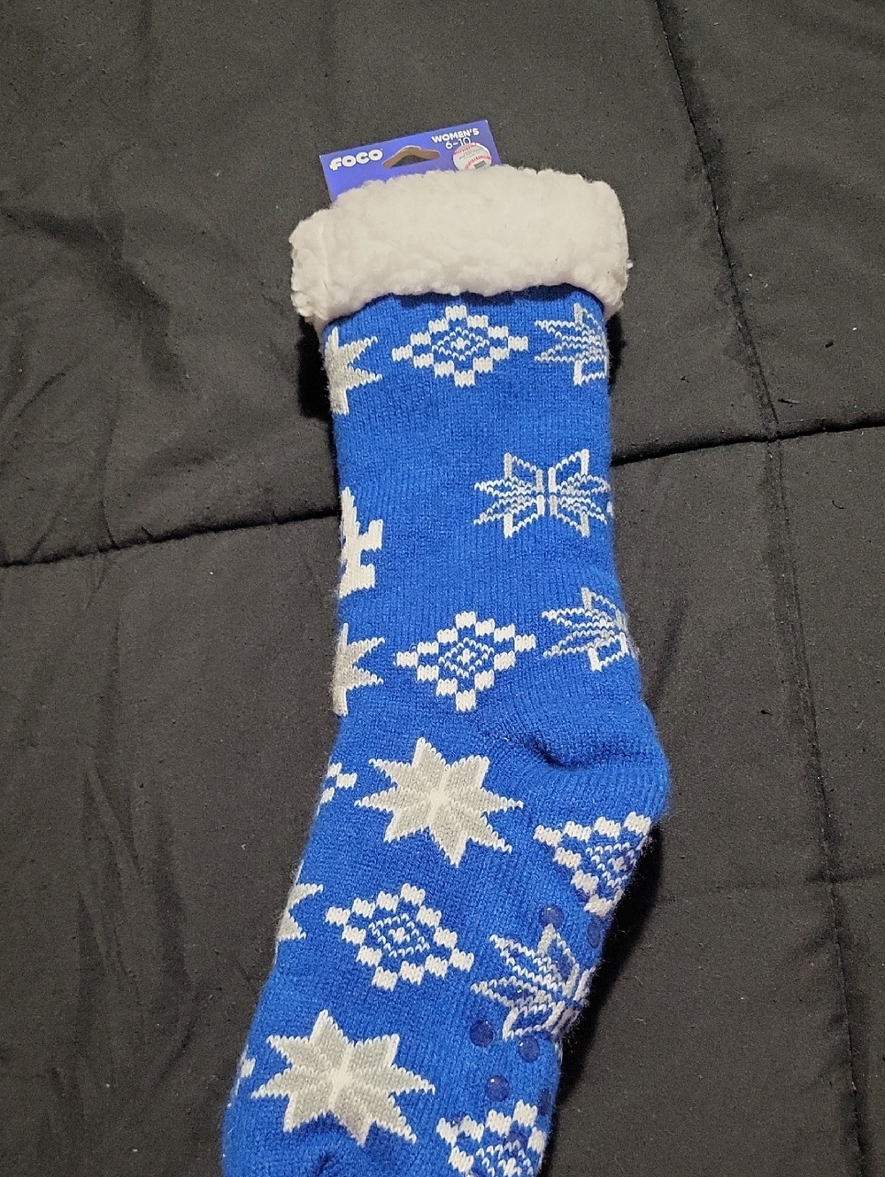FOCO LA Dodgers Women's Blue Snowflake Sherpa-Lined Cozy Socks